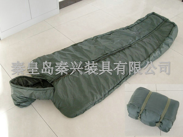 军绿色大衣式腈纶棉睡袋
